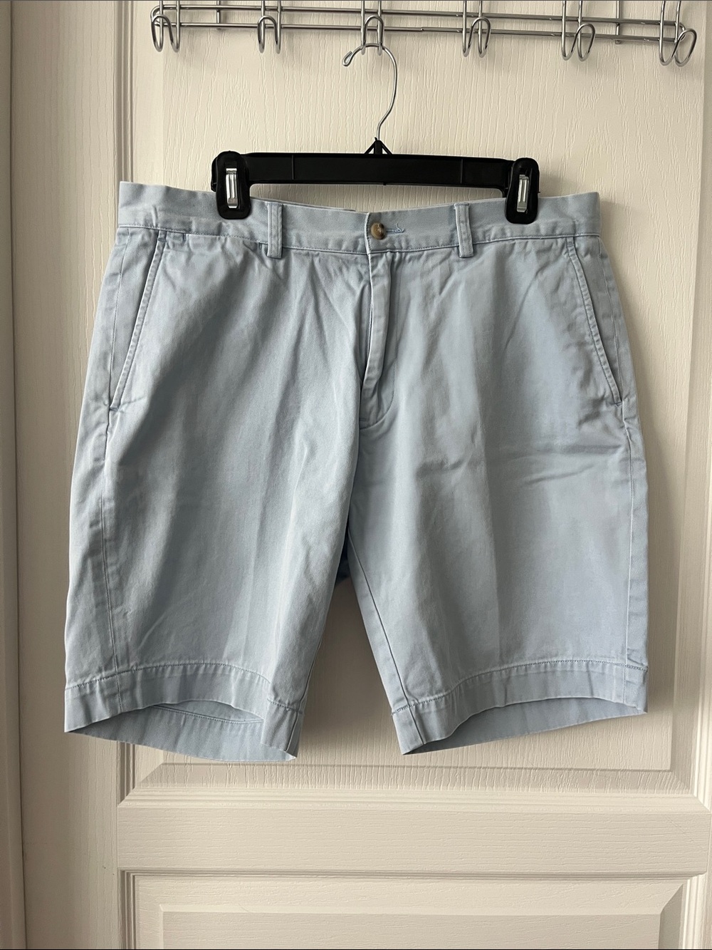 Ralph Lauren Pale Blue Cotton Flat-Front Shorts Size 34 Classic 9” Inseam